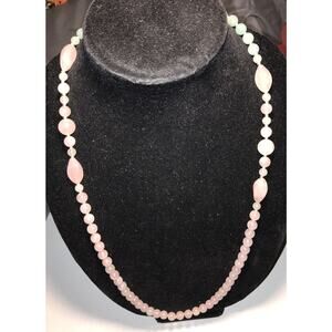 Pink & Green Rose natural QUARTZ Beaded Necklace genuine love knotted bead